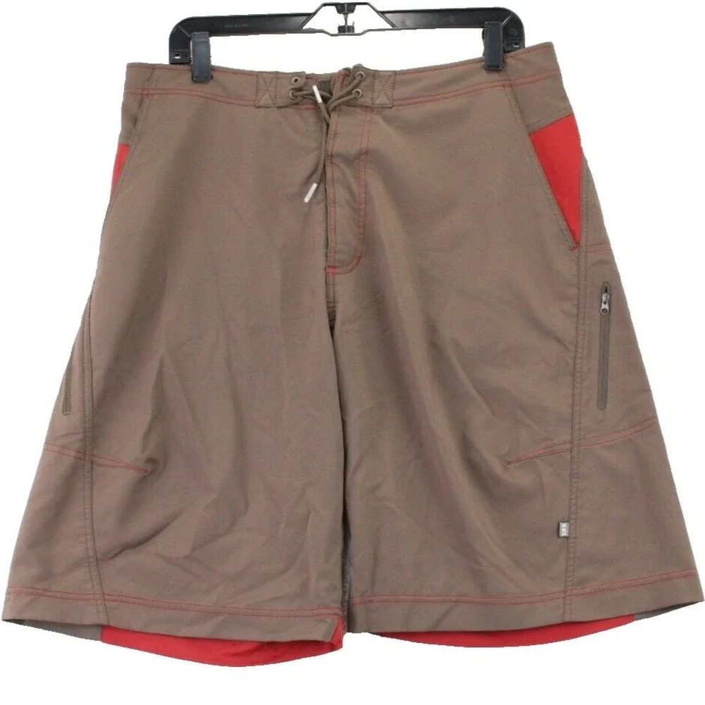 REI Mens‎ Board Shorts Size 34 Brown Red UPF 30+ Polyester Spandex Outdoor